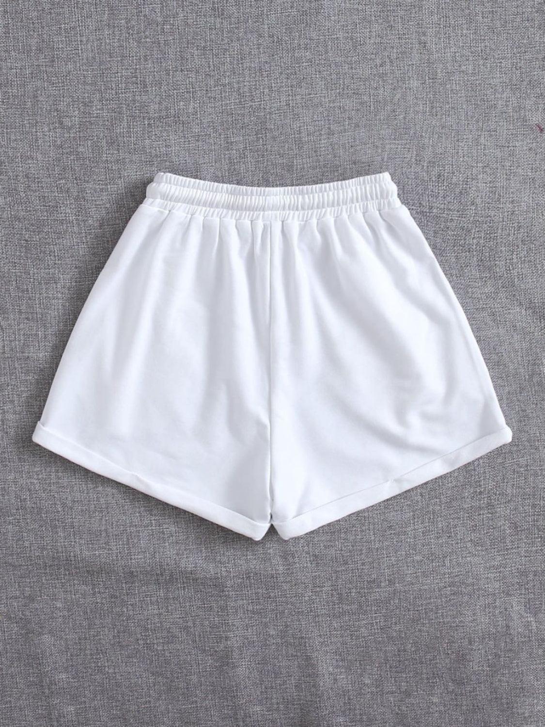 Drawstring Pocketed Elastic Waist Shorts - Clothes For Her Online Store