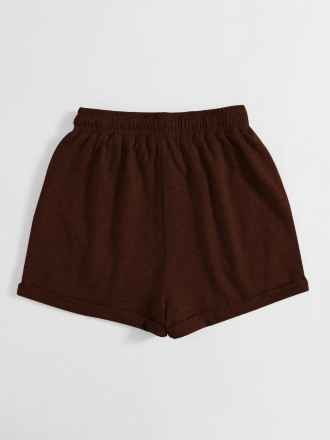 Drawstring Pocketed Elastic Waist Shorts - Clothes For Her Online Store