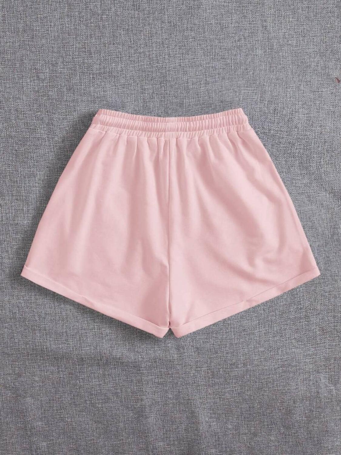 Drawstring Pocketed Elastic Waist Shorts - Clothes For Her Online Store