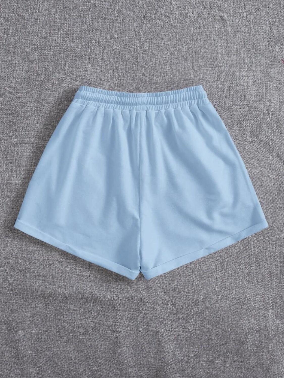 Drawstring Pocketed Elastic Waist Shorts - Clothes For Her Online Store