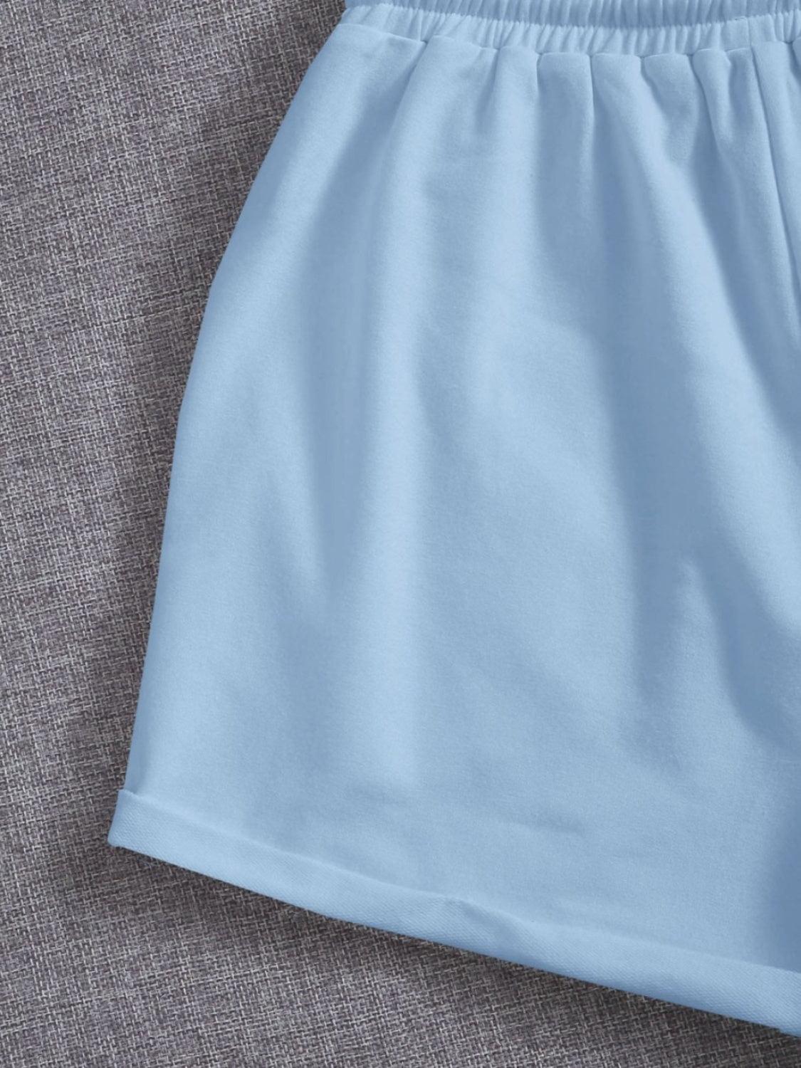 Drawstring Pocketed Elastic Waist Shorts - Clothes For Her Online Store