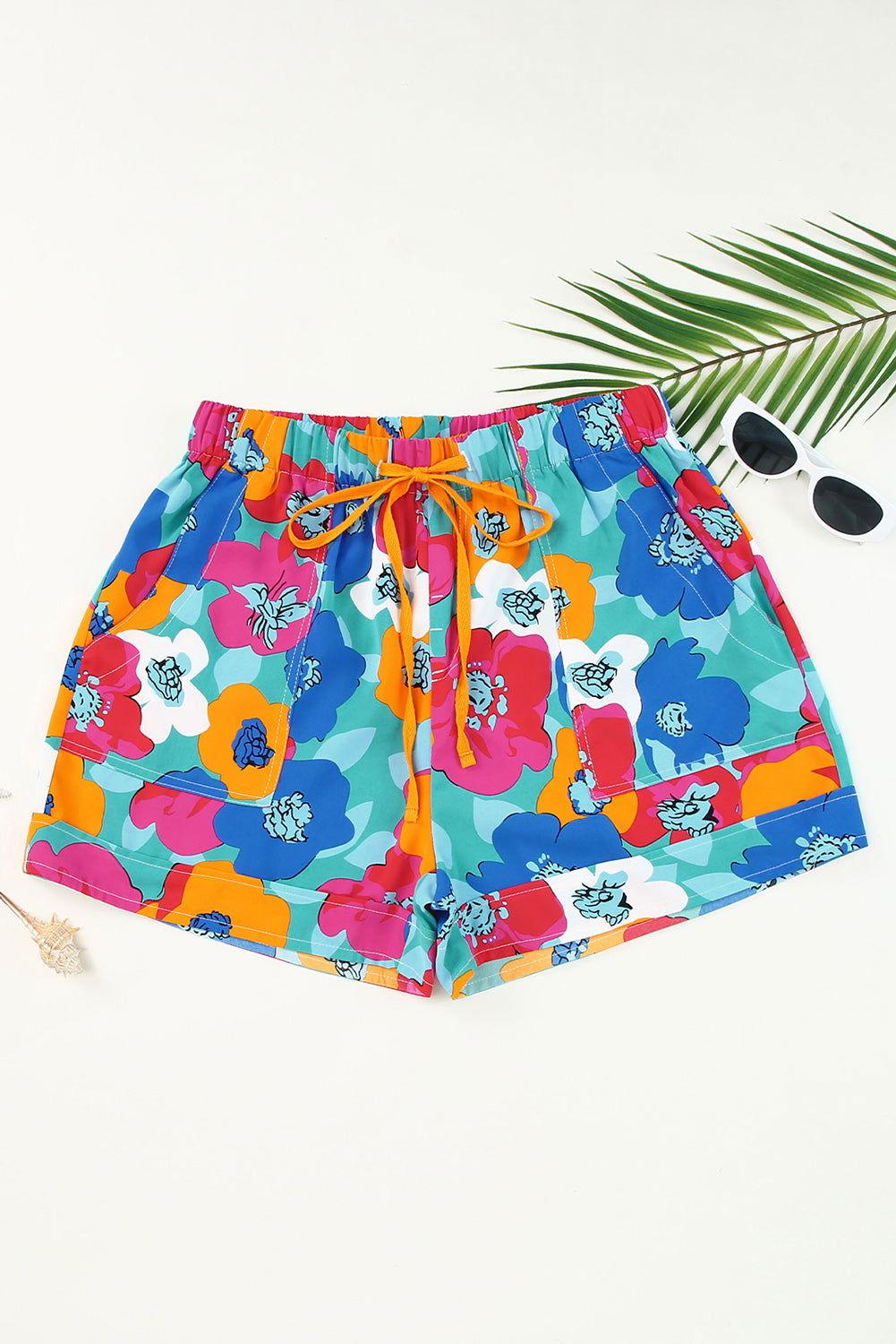 Drawstring Printed High Waist Shorts - Clothes For Her Online Store