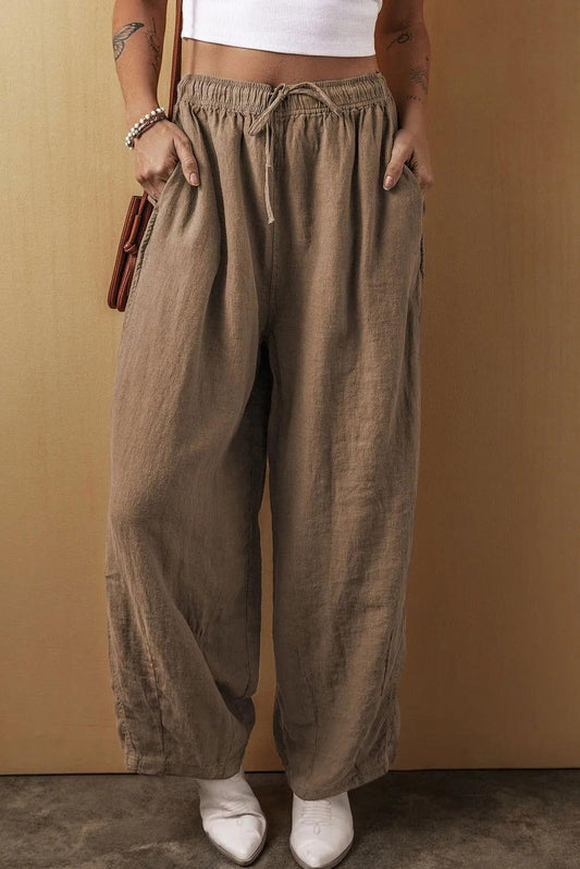 Drawstring Wide Leg Pants - Clothes For Her Online Store