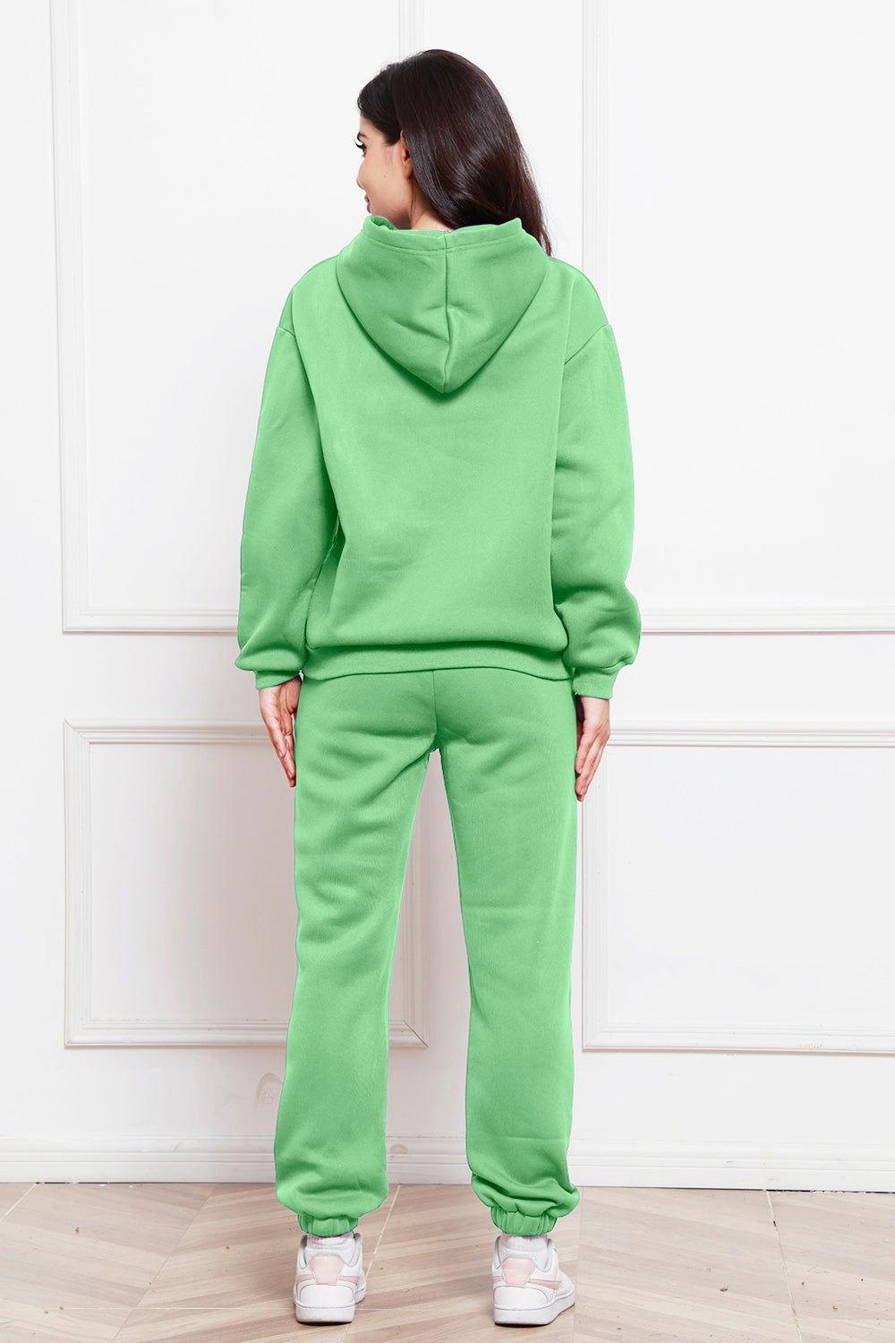 Drop Shoulder Long Sleeve Hoodie and Pants Set - Clothes For Her Online Store