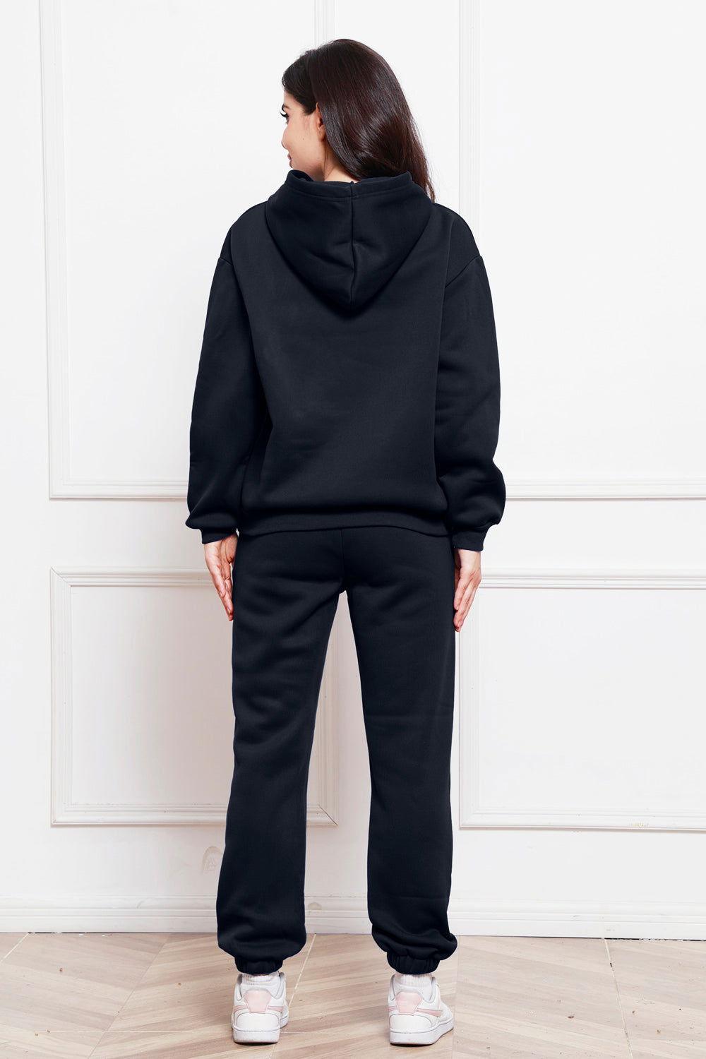 Drop Shoulder Long Sleeve Hoodie and Pants Set - Clothes For Her Online Store