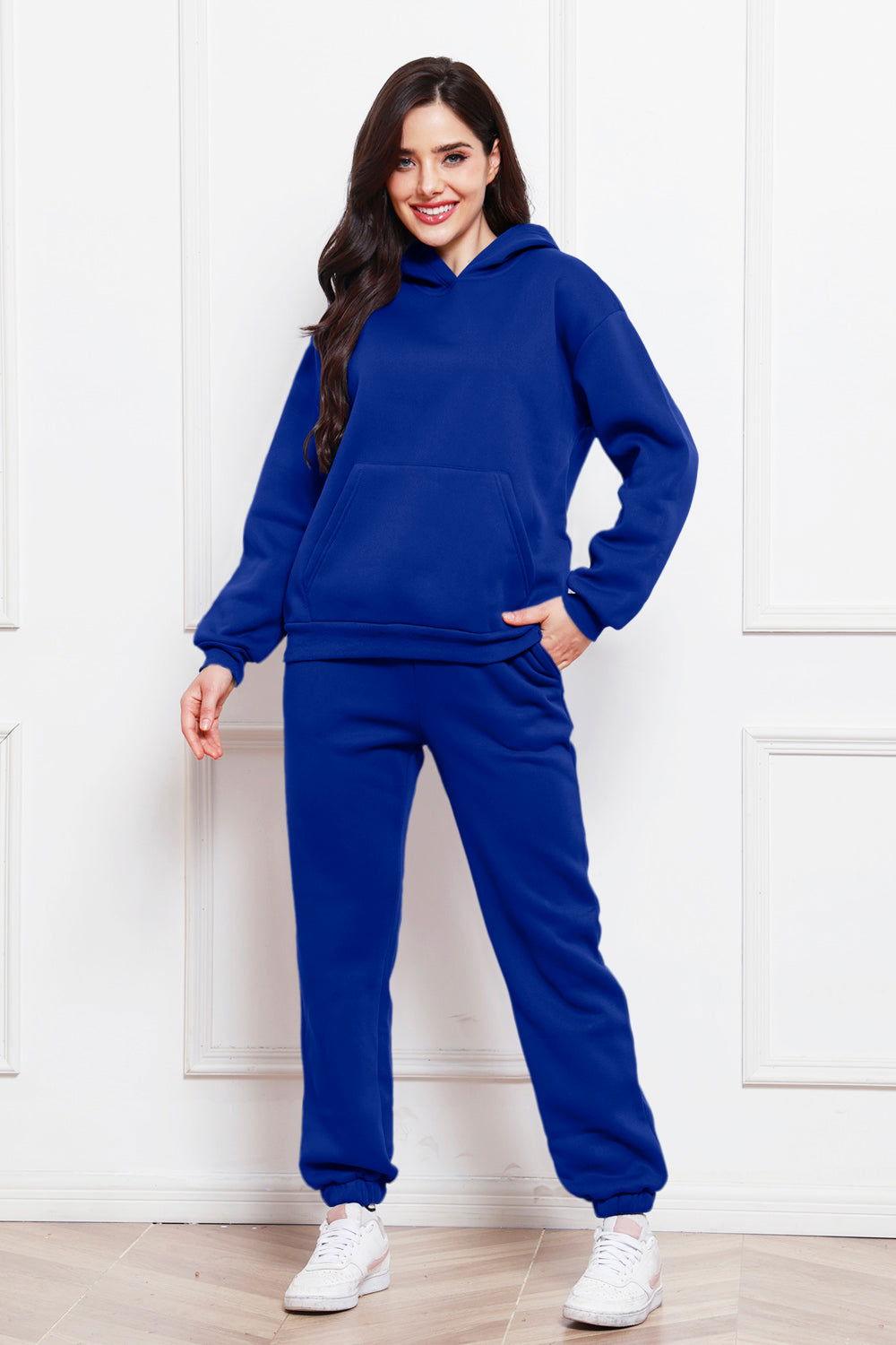 Drop Shoulder Long Sleeve Hoodie and Pants Set - Clothes For Her Online Store