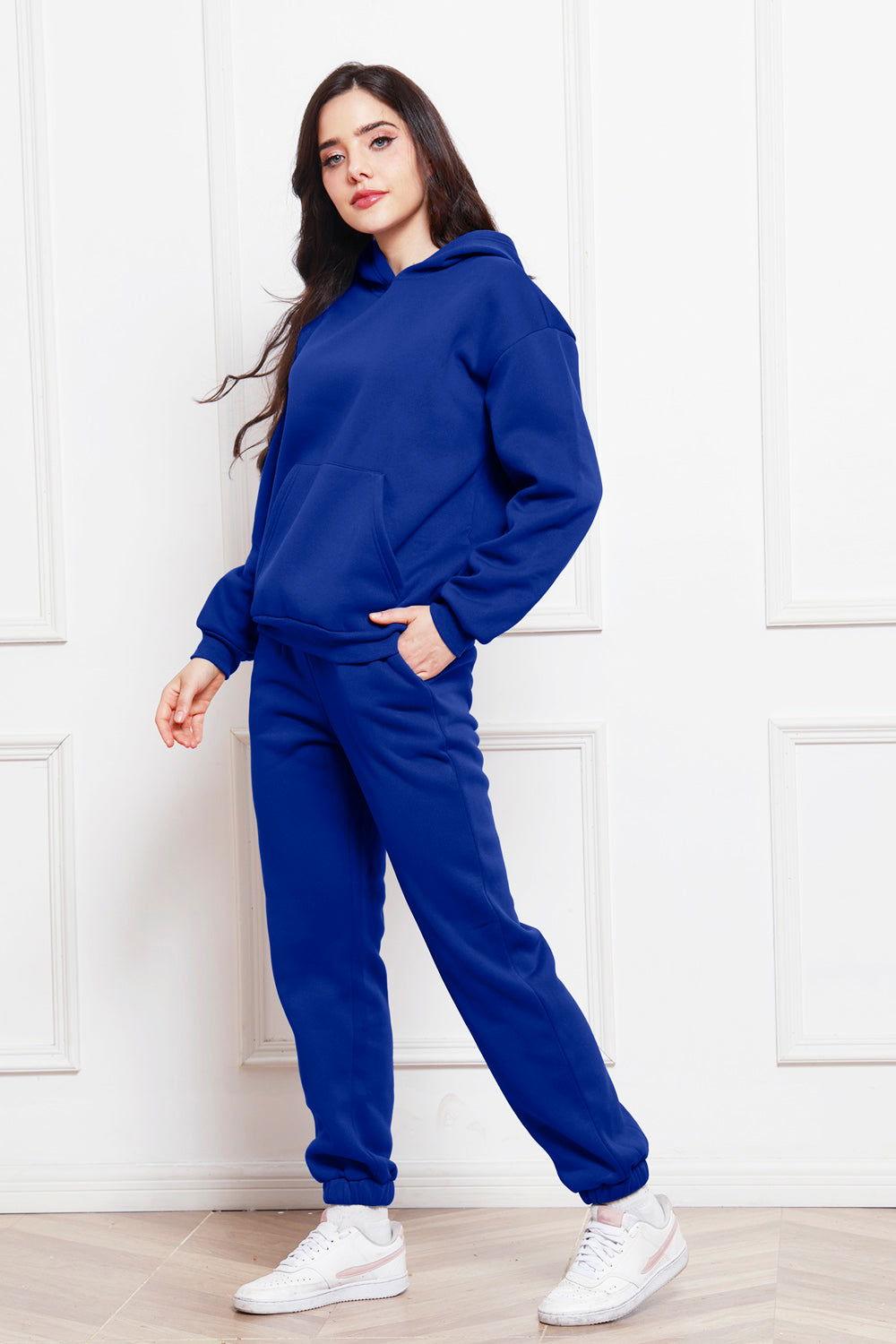 Drop Shoulder Long Sleeve Hoodie and Pants Set - Clothes For Her Online Store