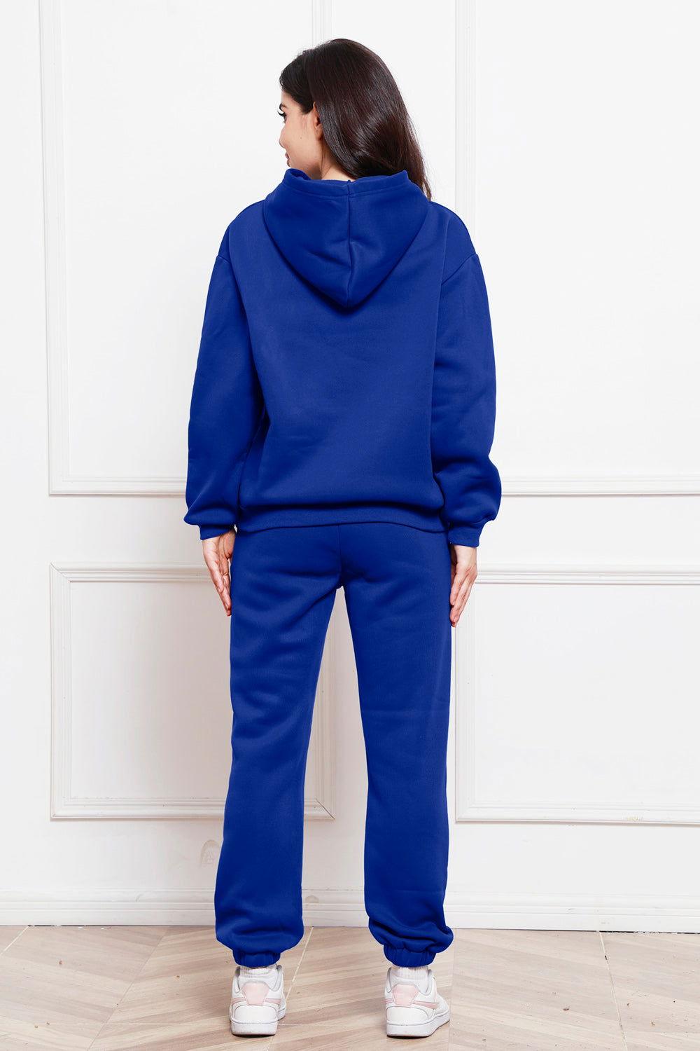 Drop Shoulder Long Sleeve Hoodie and Pants Set - Clothes For Her Online Store