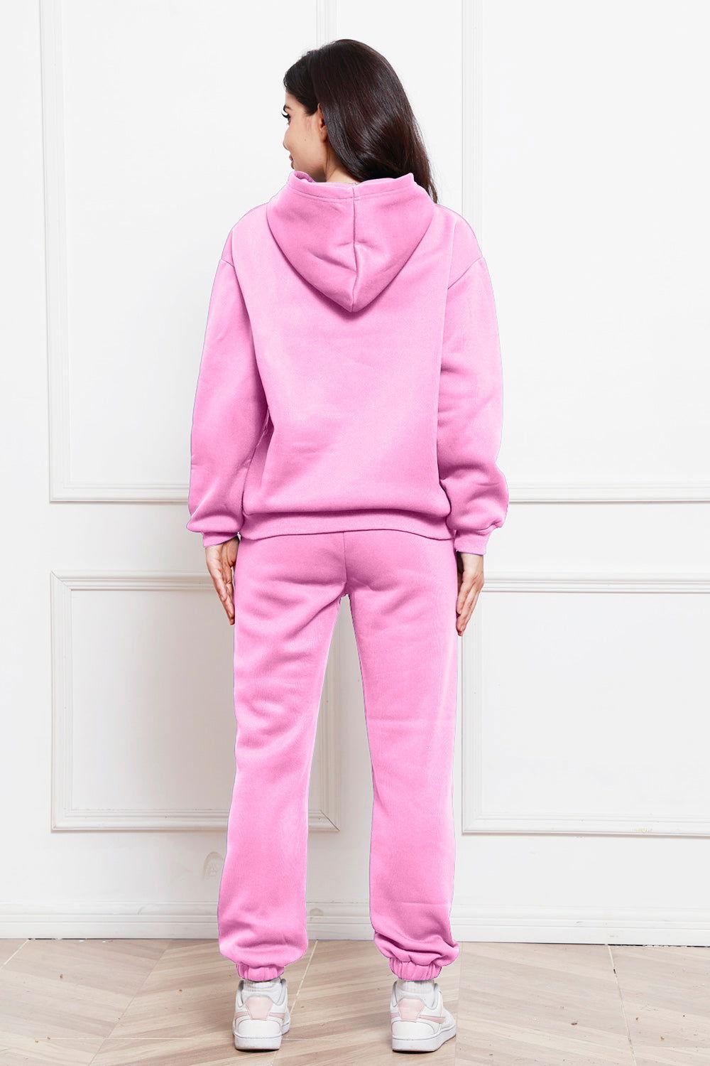 Drop Shoulder Long Sleeve Hoodie and Pants Set - Clothes For Her Online Store