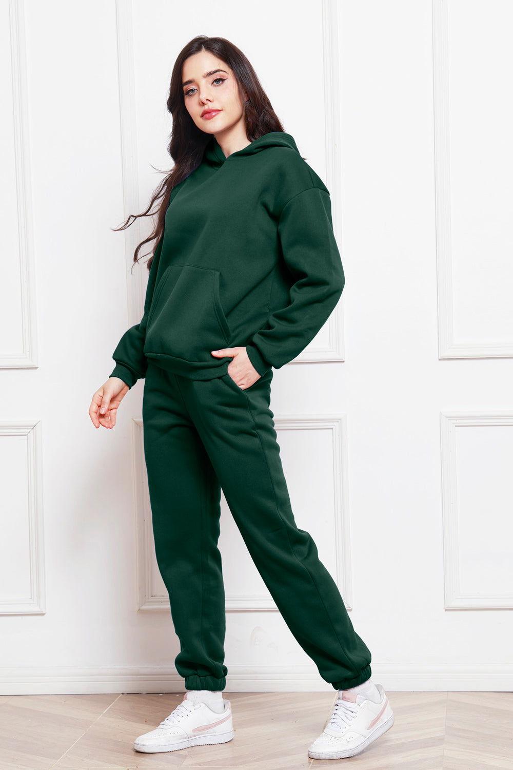Drop Shoulder Long Sleeve Hoodie and Pants Set - Clothes For Her Online Store