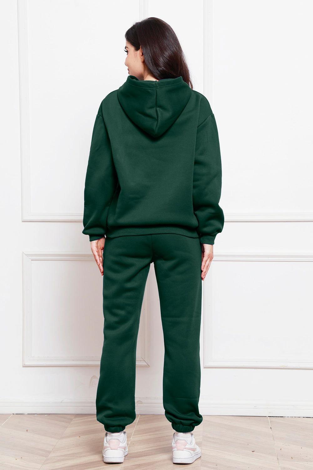 Drop Shoulder Long Sleeve Hoodie and Pants Set - Clothes For Her Online Store