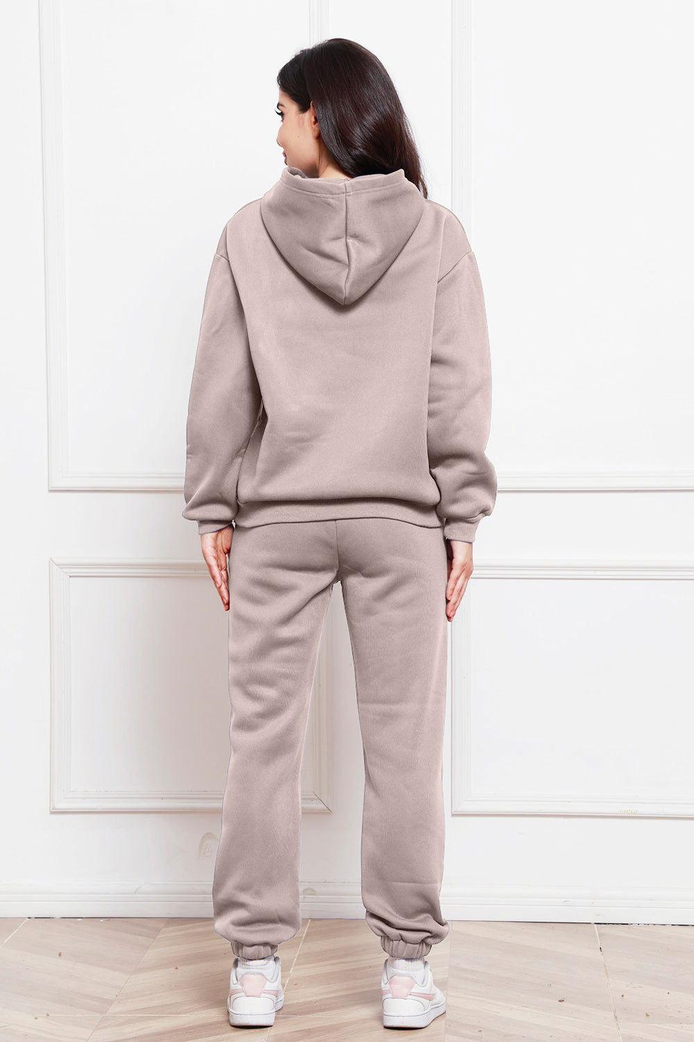 Drop Shoulder Long Sleeve Hoodie and Pants Set - Clothes For Her Online Store
