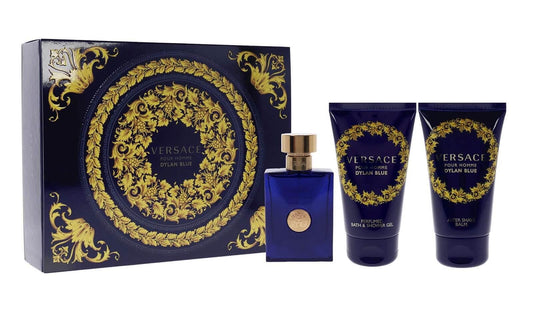 Dylan Blue by Versace for Men - 3 Pc Gift Set 1.7oz EDT Spray, 1.7oz After Shave Balm, 1.7oz Perfumed Bath Shower Gel - Clothes For Her Online Store