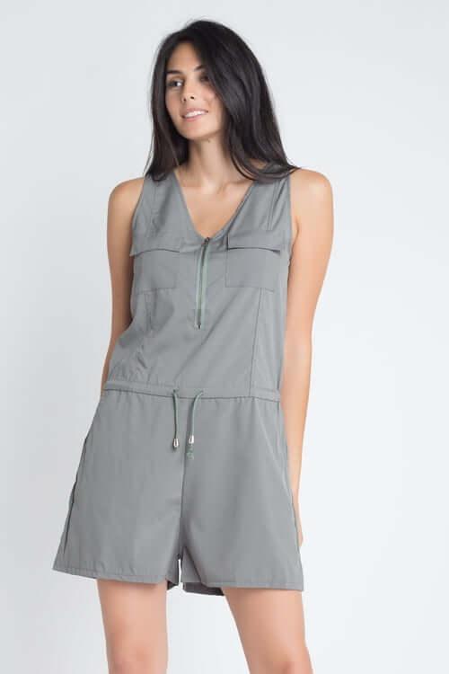 Women's Zip Front Sleeveless Romper