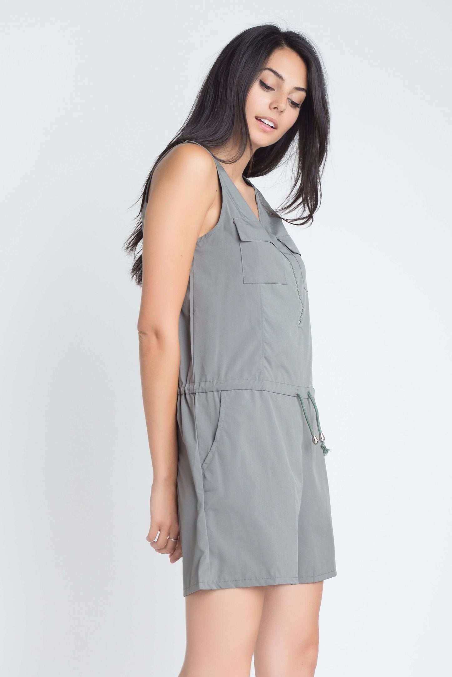 Women's Zip Front Sleeveless Romper