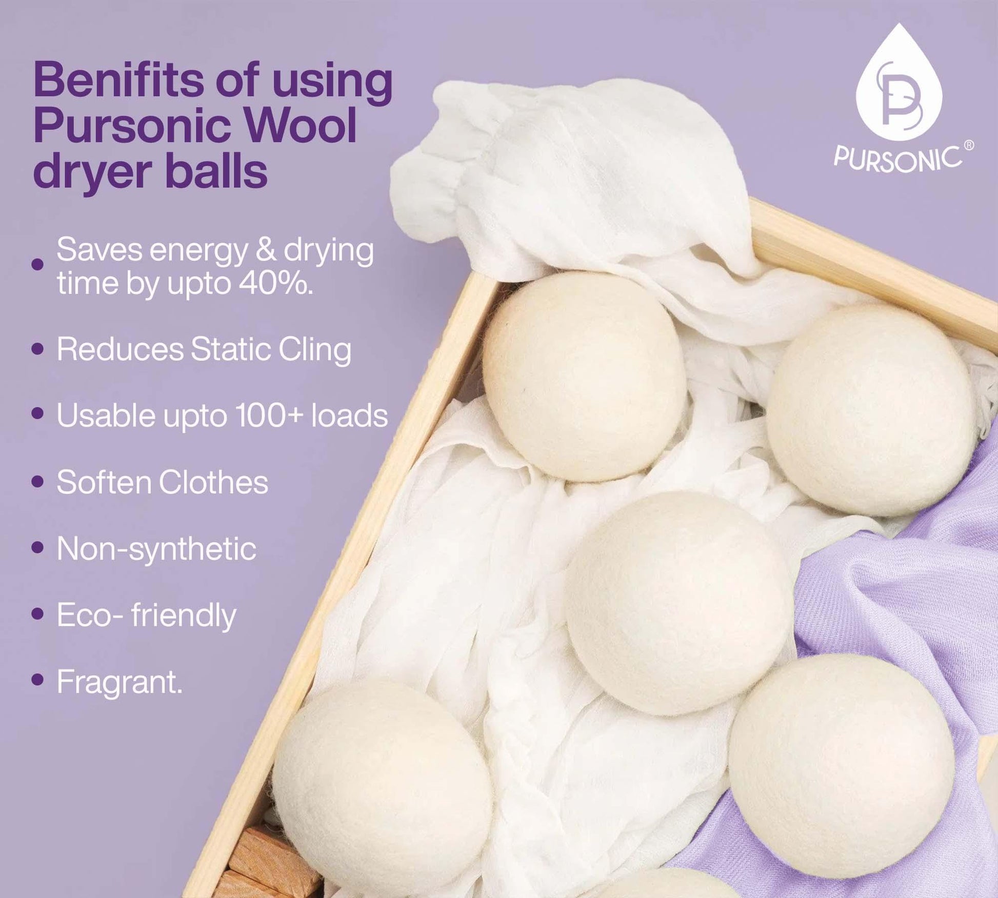 Wool Dryer Balls Bundle - Reusable Laundry Balls Made from Pure New