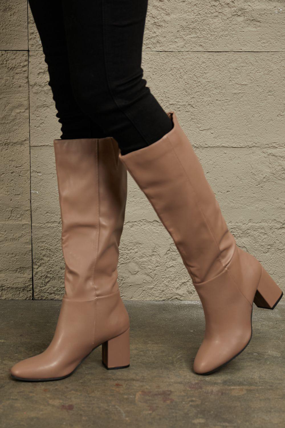 East Lion Corp Block Heel Knee High Boots - Clothes For Her Online Store