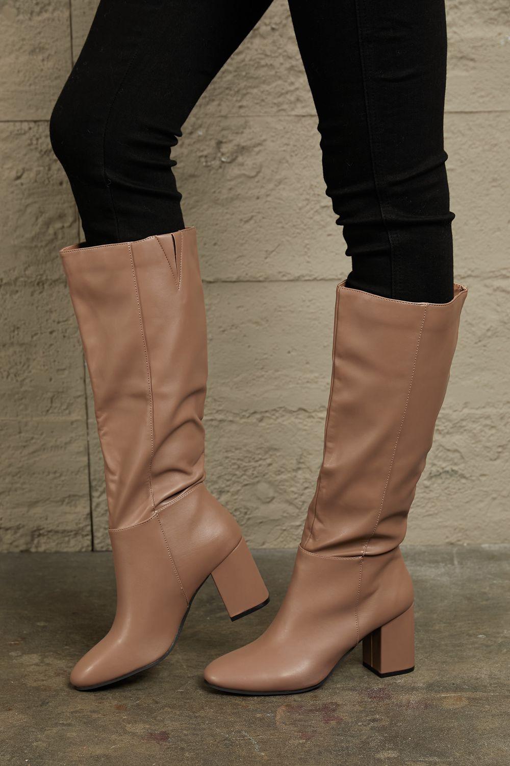 East Lion Corp Block Heel Knee High Boots - Clothes For Her Online Store