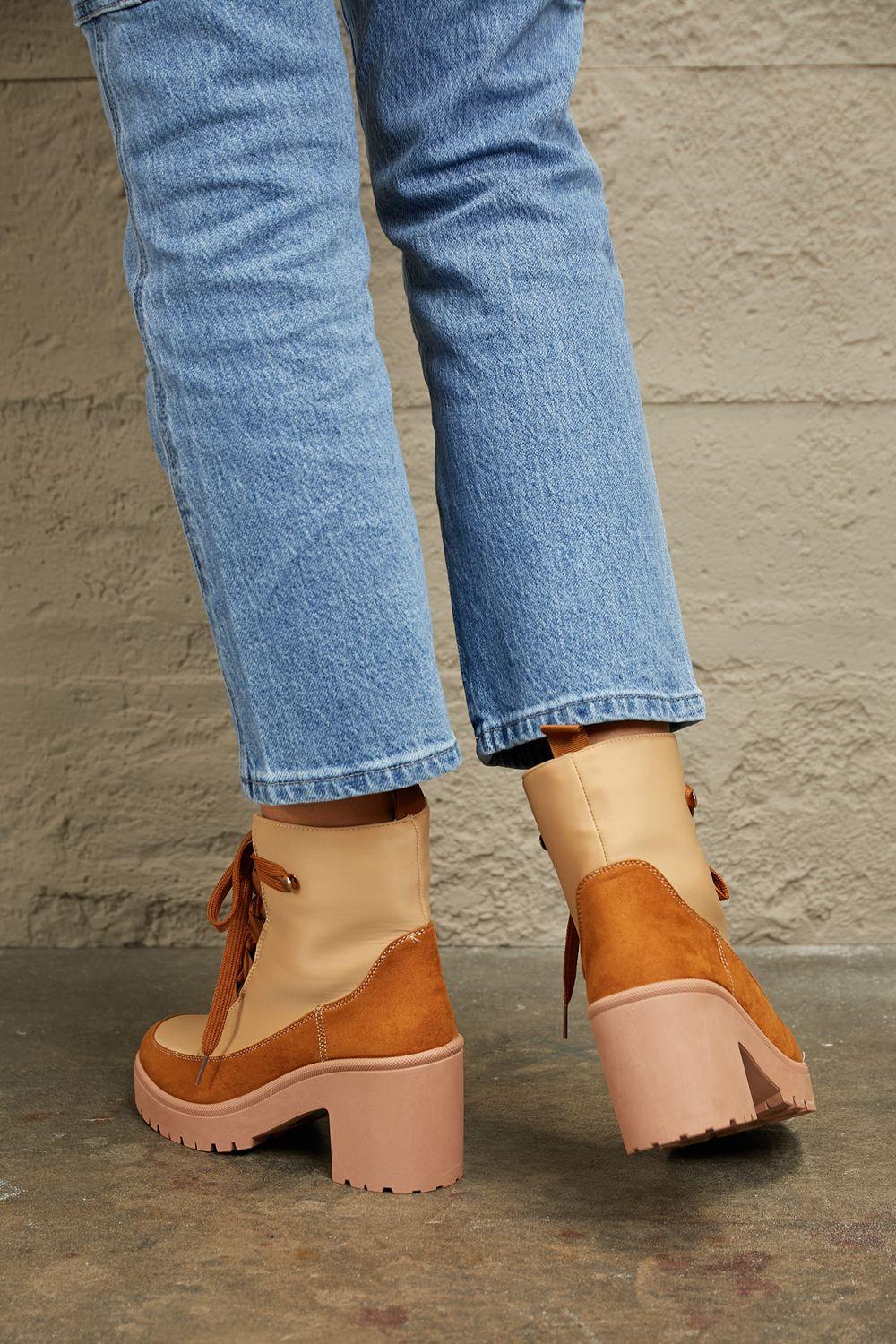 East Lion Corp Lace Up Lug Booties - Clothes For Her Online Store