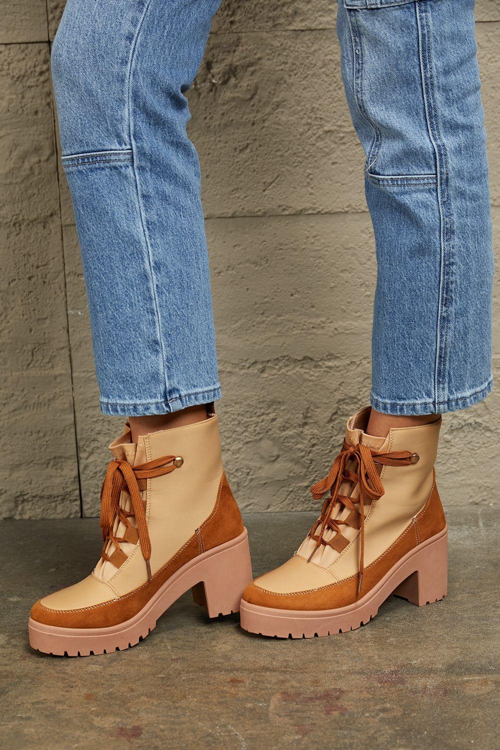 East Lion Corp Lace Up Lug Booties - Clothes For Her Online Store
