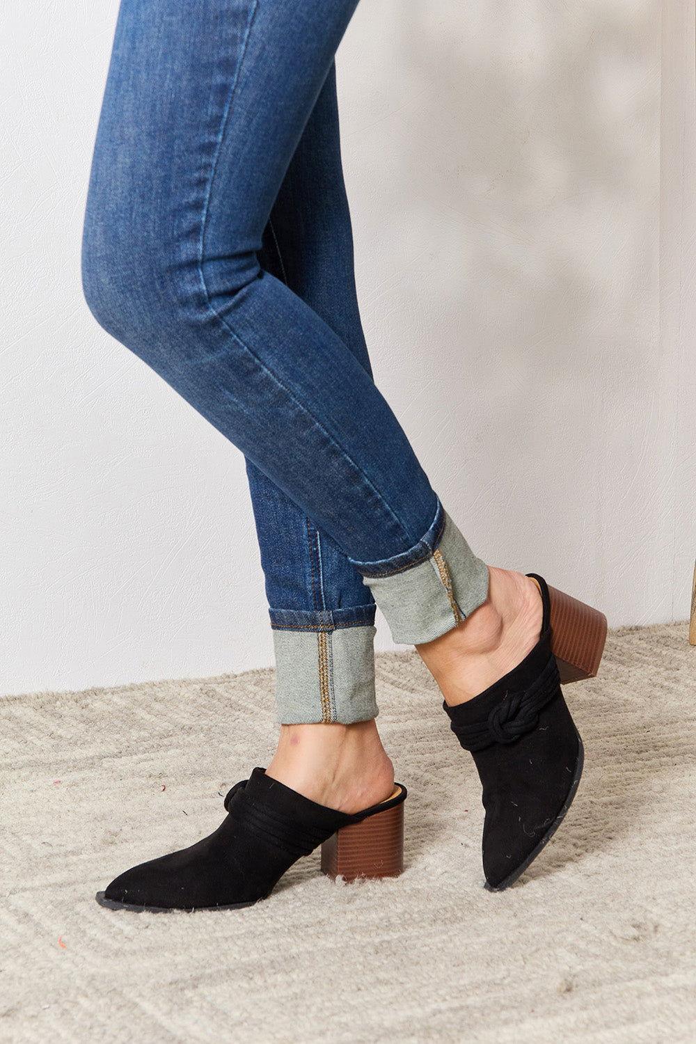 East Lion Corp Pointed-Toe Braided Trim Mules - Clothes For Her Online Store
