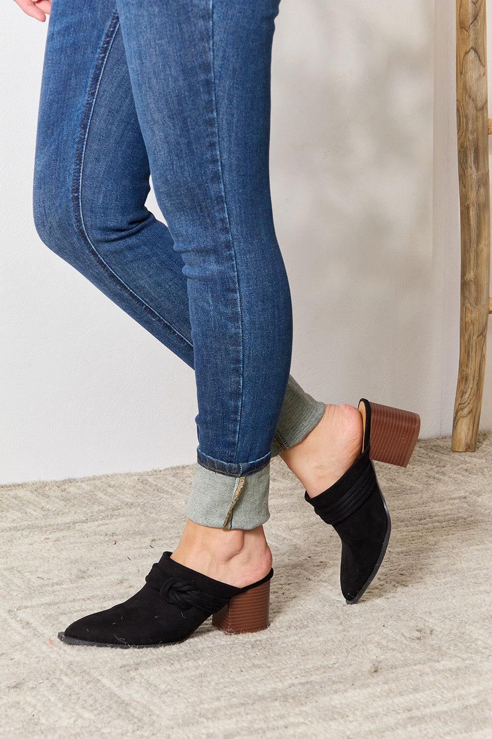 East Lion Corp Pointed-Toe Braided Trim Mules - Clothes For Her Online Store