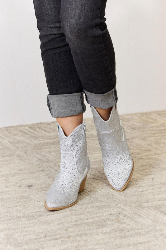 East Lion Corp Rhinestone Ankle Cowboy Boots - Clothes For Her Online Store