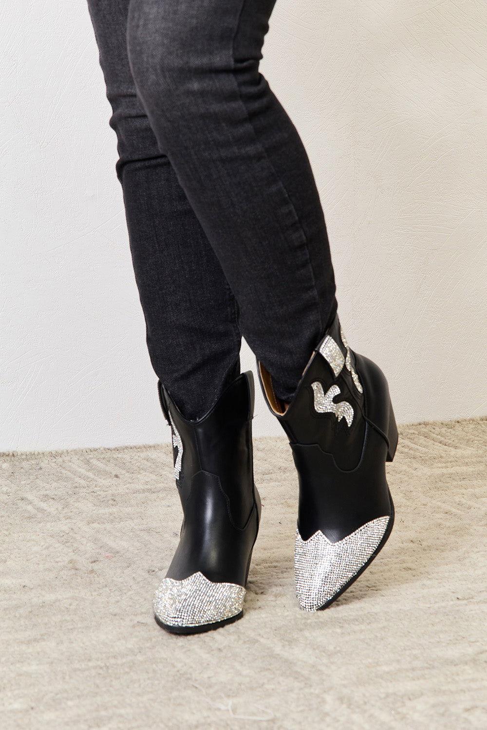 East Lion Corp Rhinestone Pointed Boots - Clothes For Her Online Store