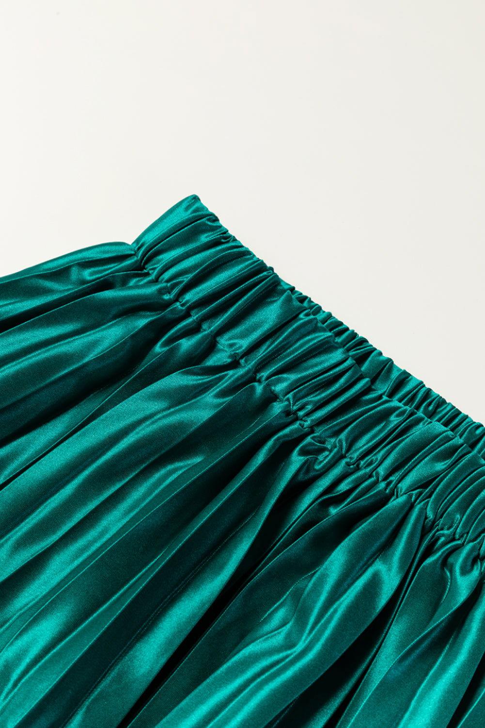 Elastic Waist Pleated Midi Skirt - Clothes For Her Online Store