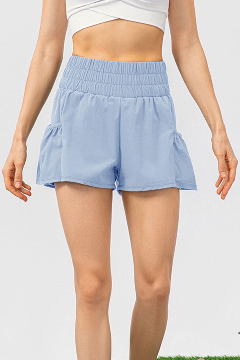 Elastic Waist Pocketed Active Shorts - Clothes For Her Online Store