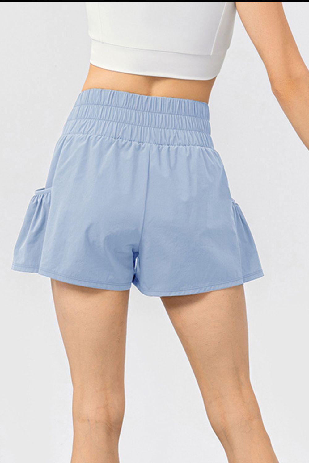 Elastic Waist Pocketed Active Shorts - Clothes For Her Online Store