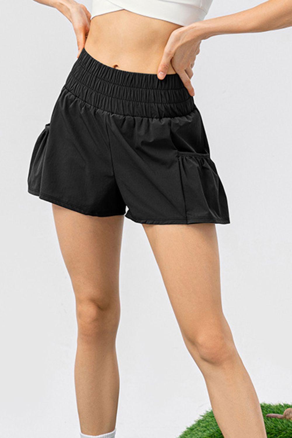 Elastic Waist Pocketed Active Shorts - Clothes For Her Online Store
