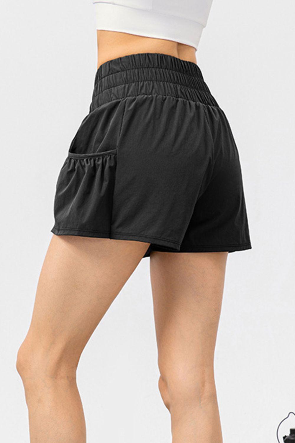 Elastic Waist Pocketed Active Shorts - Clothes For Her Online Store