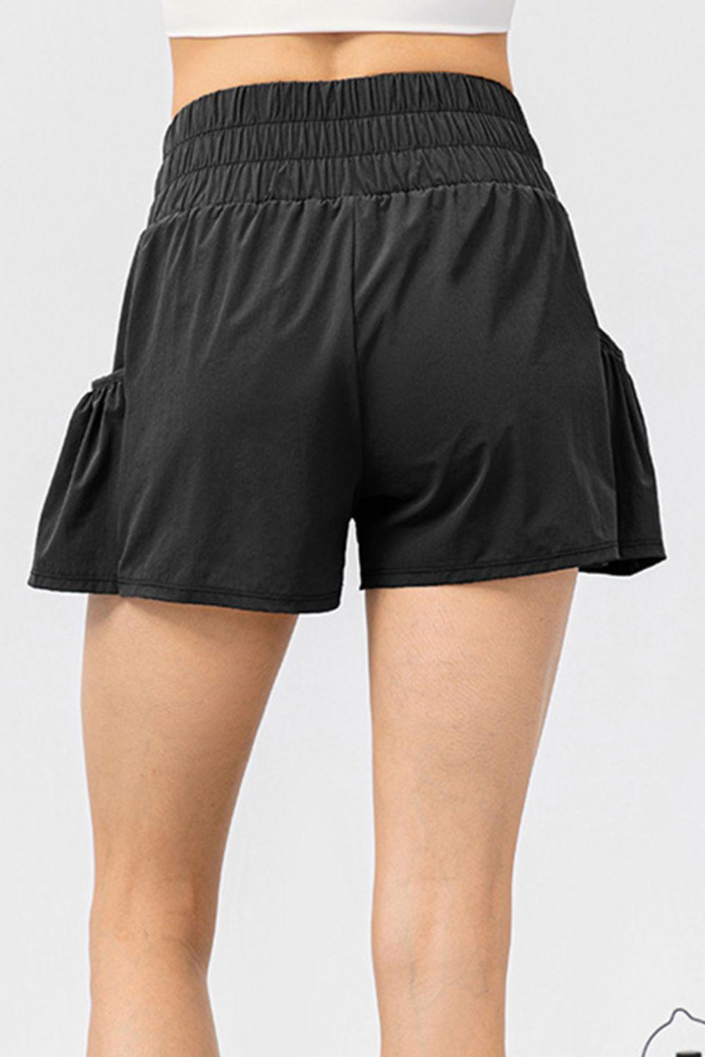 Elastic Waist Pocketed Active Shorts - Clothes For Her Online Store