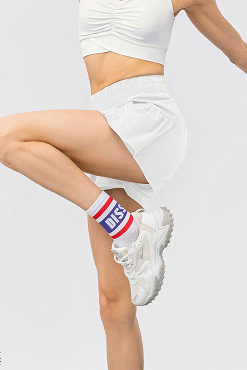 Elastic Waist Pocketed Active Shorts - Clothes For Her Online Store