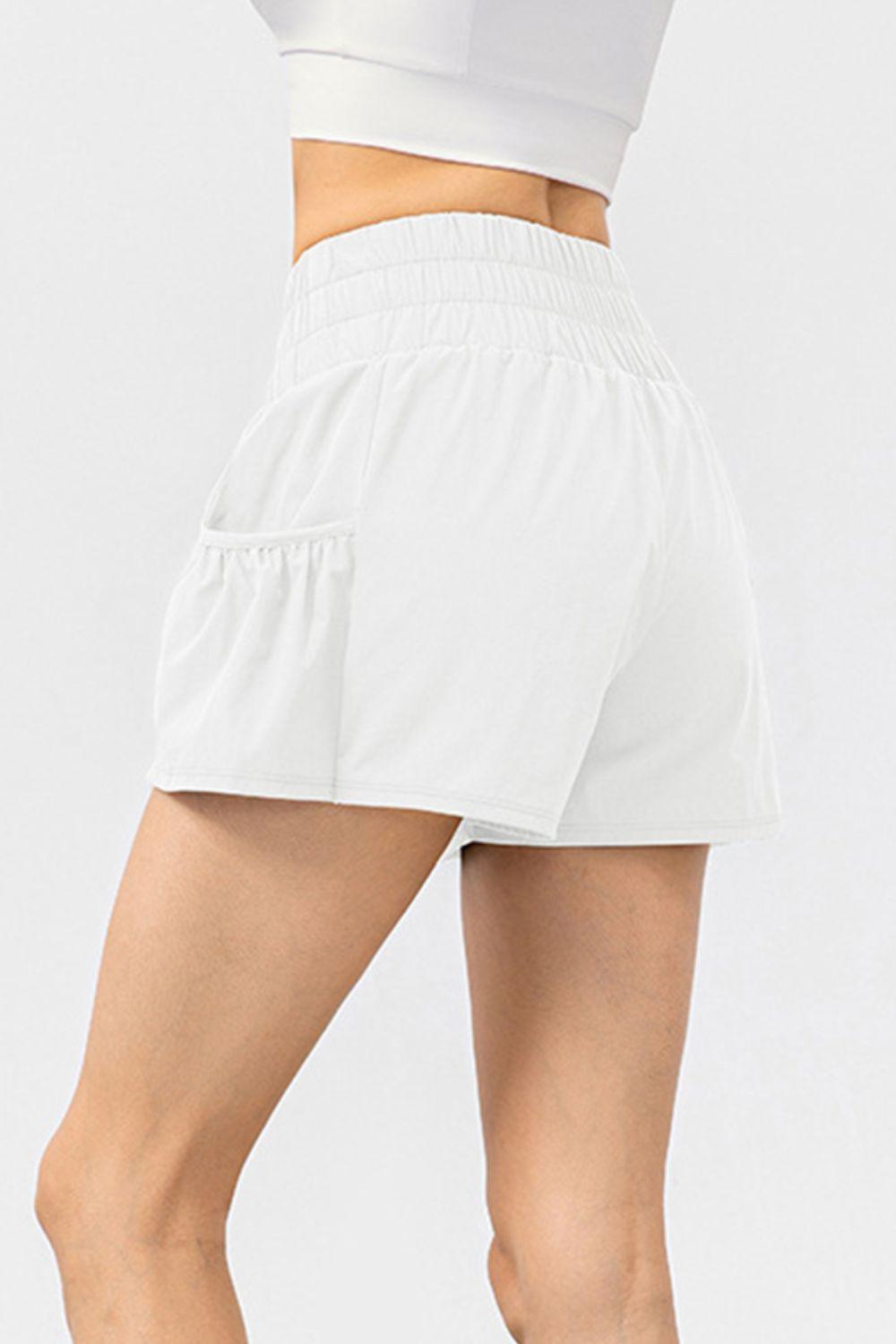Elastic Waist Pocketed Active Shorts - Clothes For Her Online Store