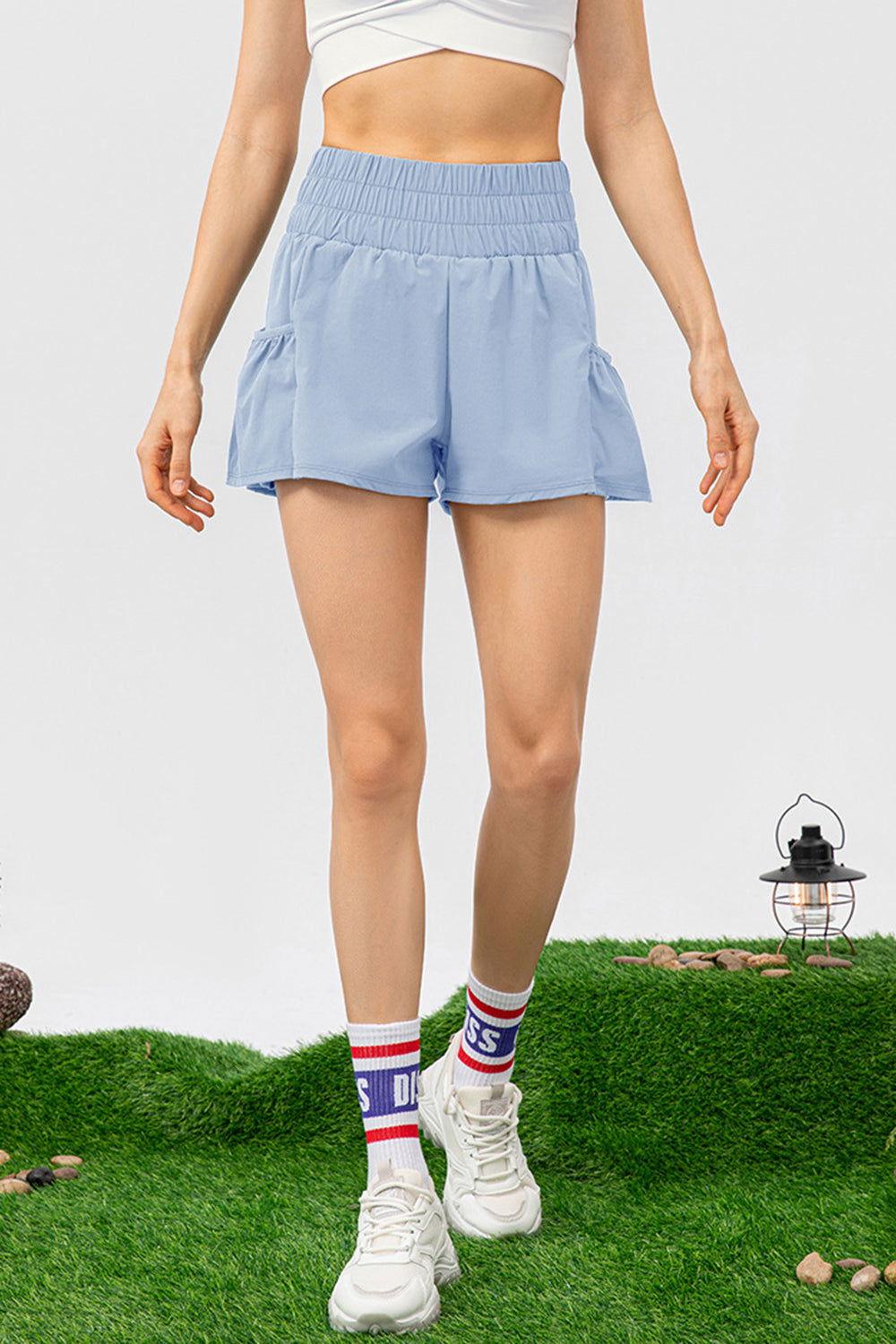 Elastic Waist Pocketed Active Shorts - Clothes For Her Online Store