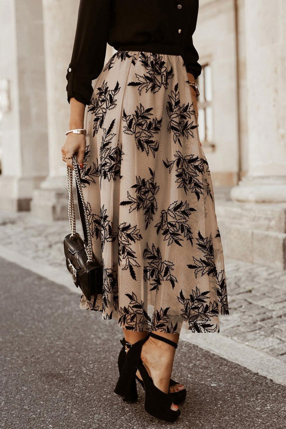 Embroidered High Waist Maxi Skirt - Clothes For Her Online Store