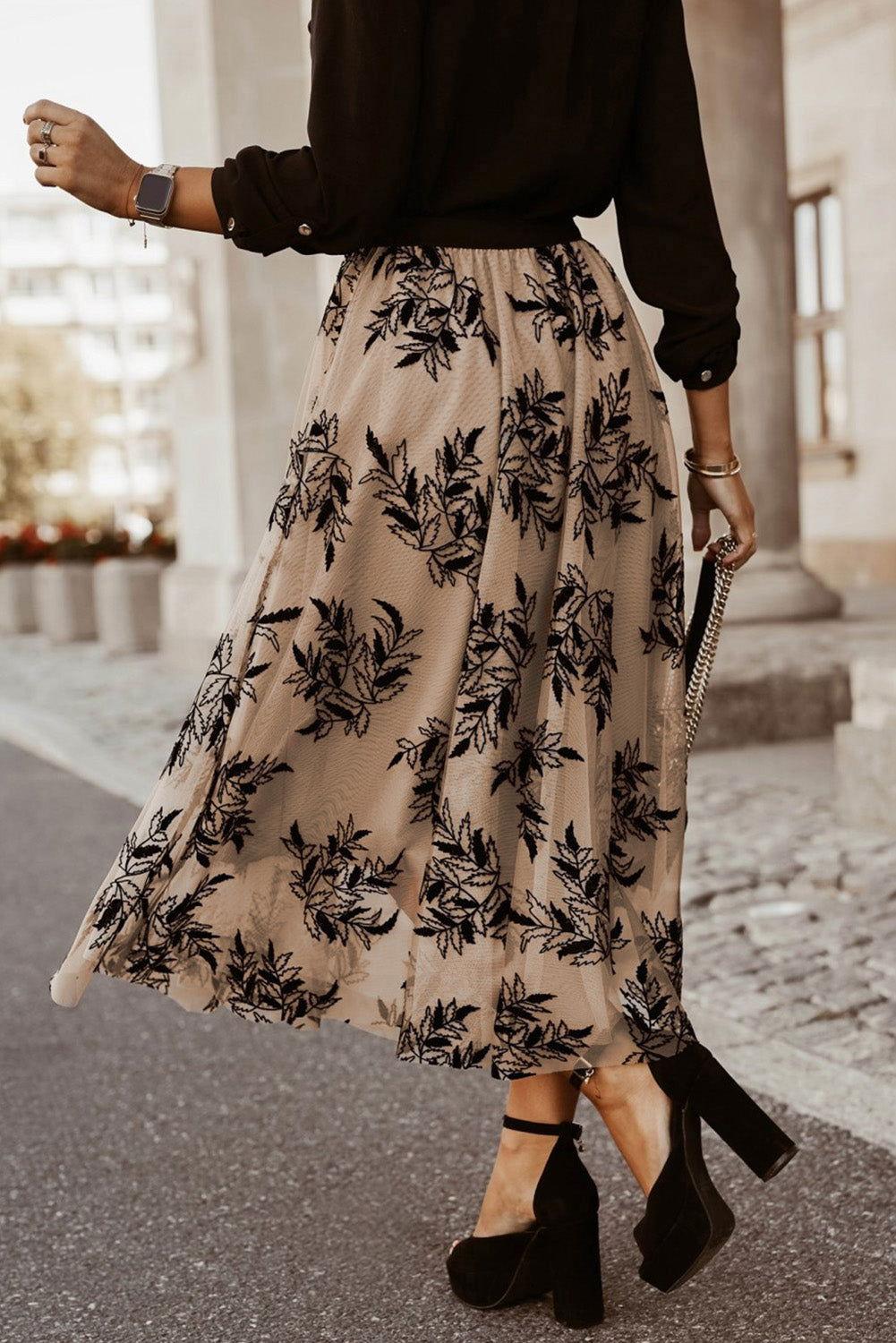 Embroidered High Waist Maxi Skirt - Clothes For Her Online Store