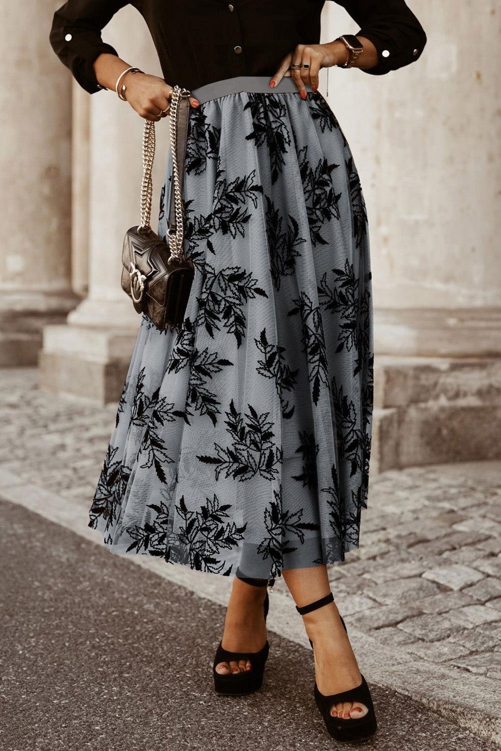 Embroidered High Waist Maxi Skirt - Clothes For Her Online Store