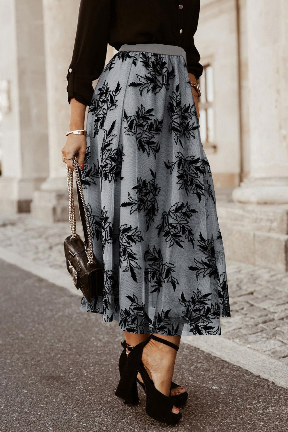 Embroidered High Waist Maxi Skirt - Clothes For Her Online Store