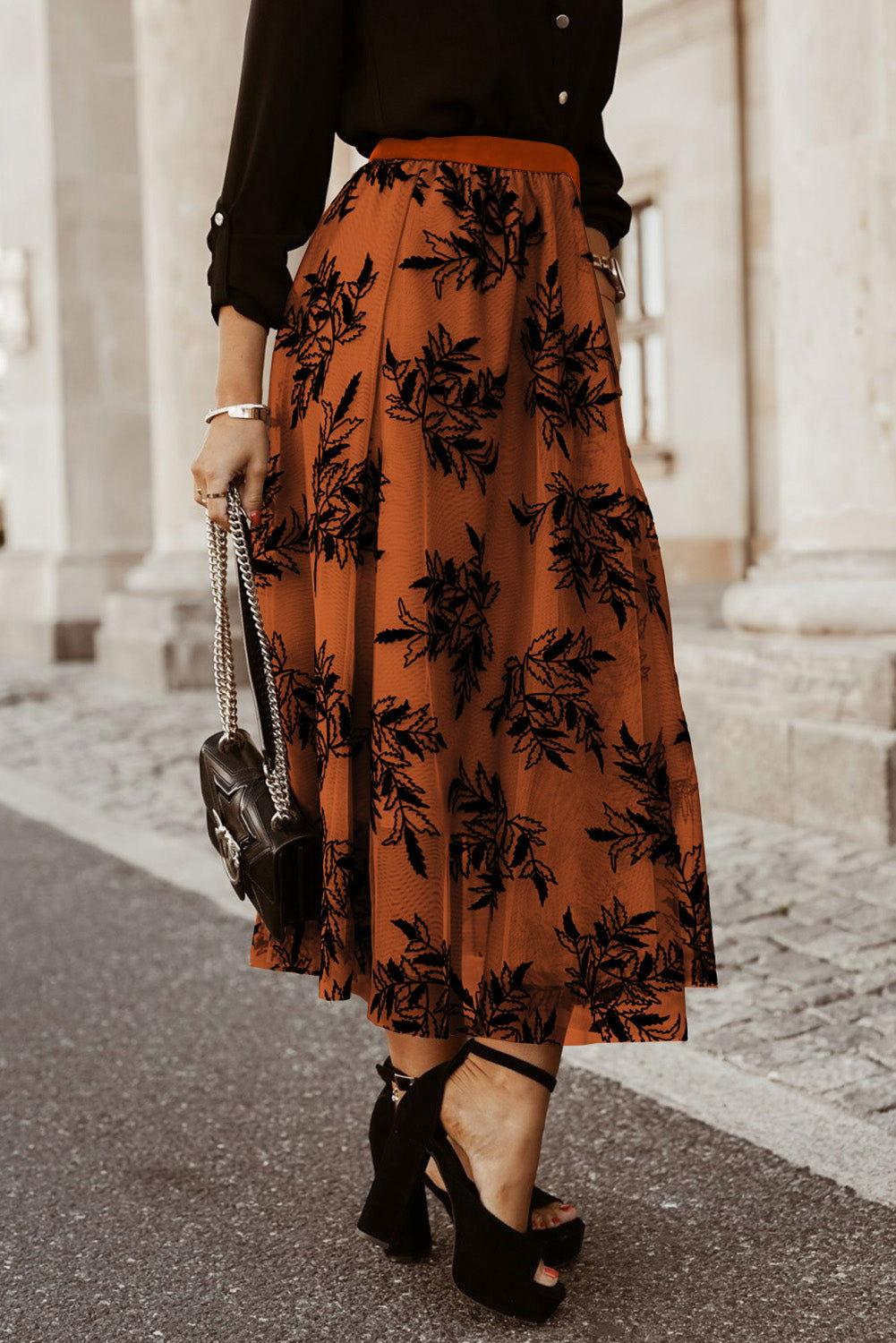 Embroidered High Waist Maxi Skirt - Clothes For Her Online Store