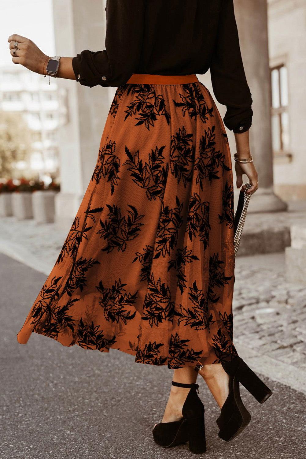 Embroidered High Waist Maxi Skirt - Clothes For Her Online Store