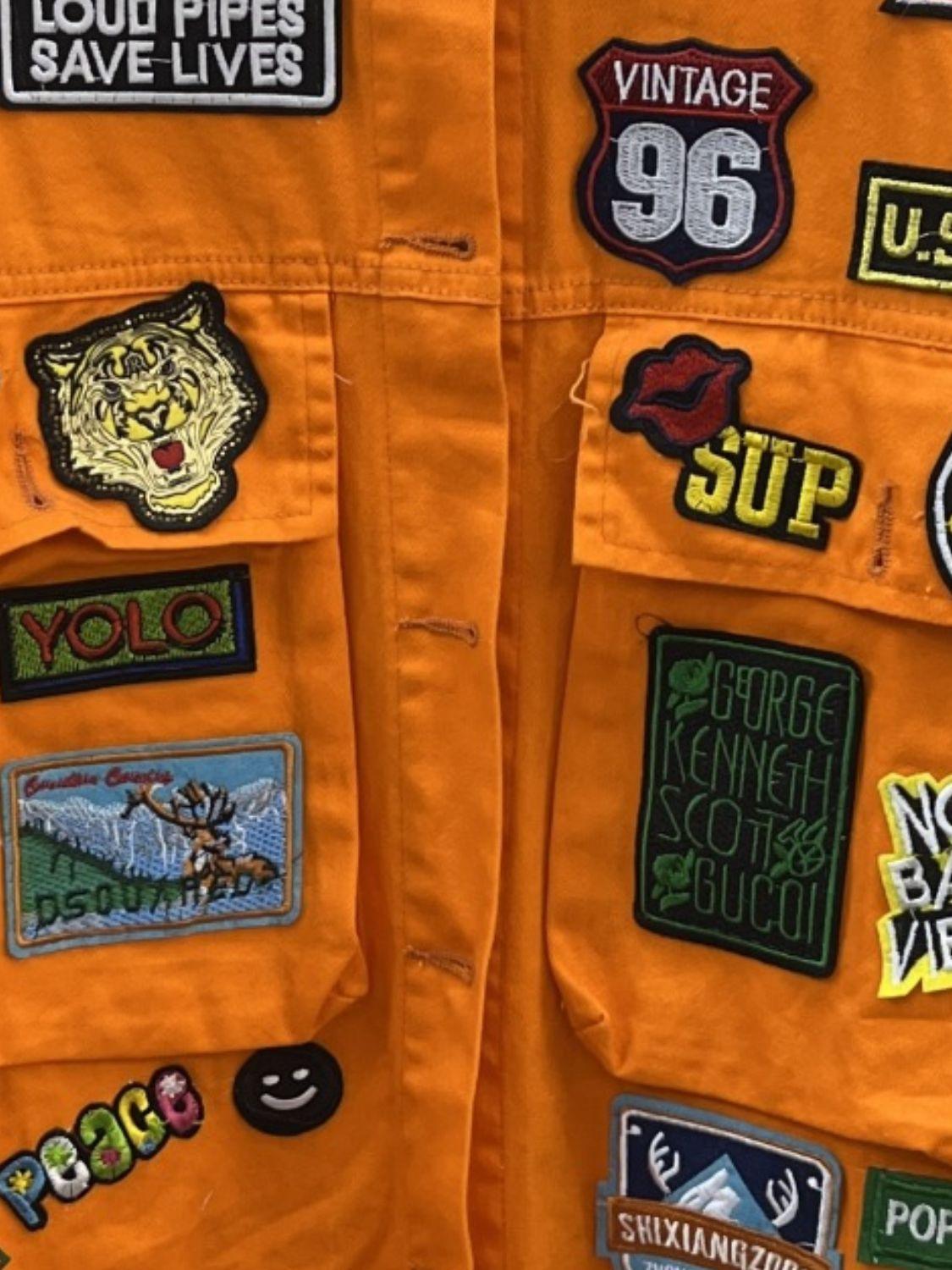 Embroidered Patch Button Up Long Sleeve Denim Jacket - Clothes For Her Online Store