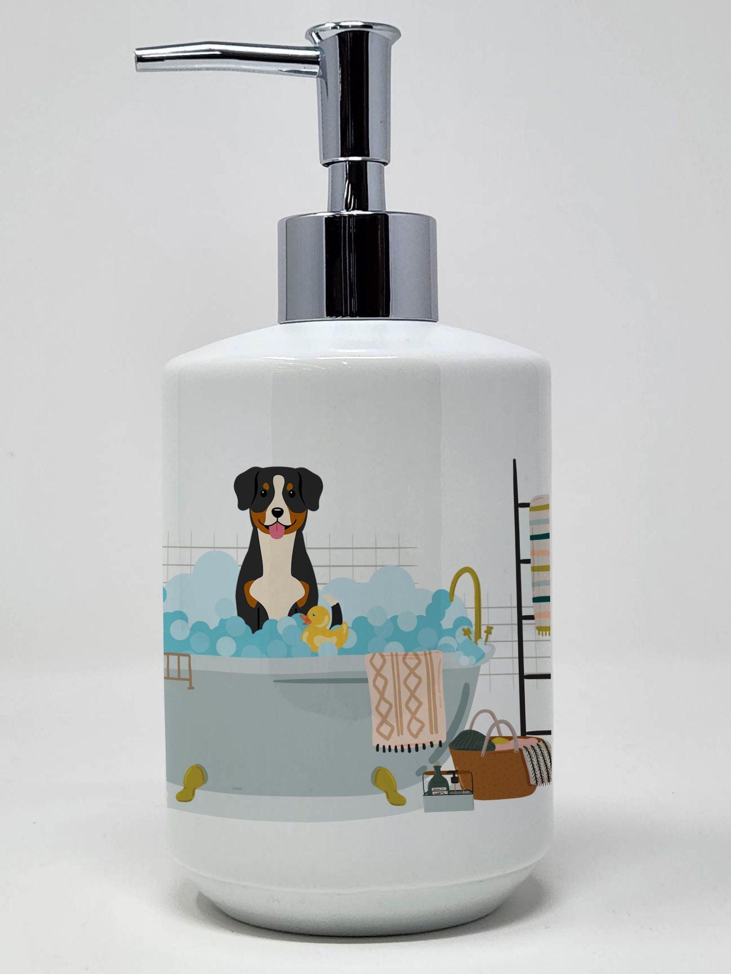 Entlebucher in Bathtub Ceramic Soap Dispenser Hand Soap Dispenser Pump Bottles for Bathroom Kitchen, Empty Refillable Liquid Soap Container - Clothes For Her Online Store