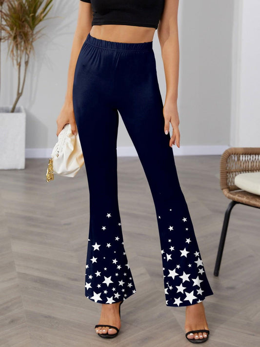 FAM-FAM Star Elastic Waist Bootcut Pants - Clothes For Her Online Store