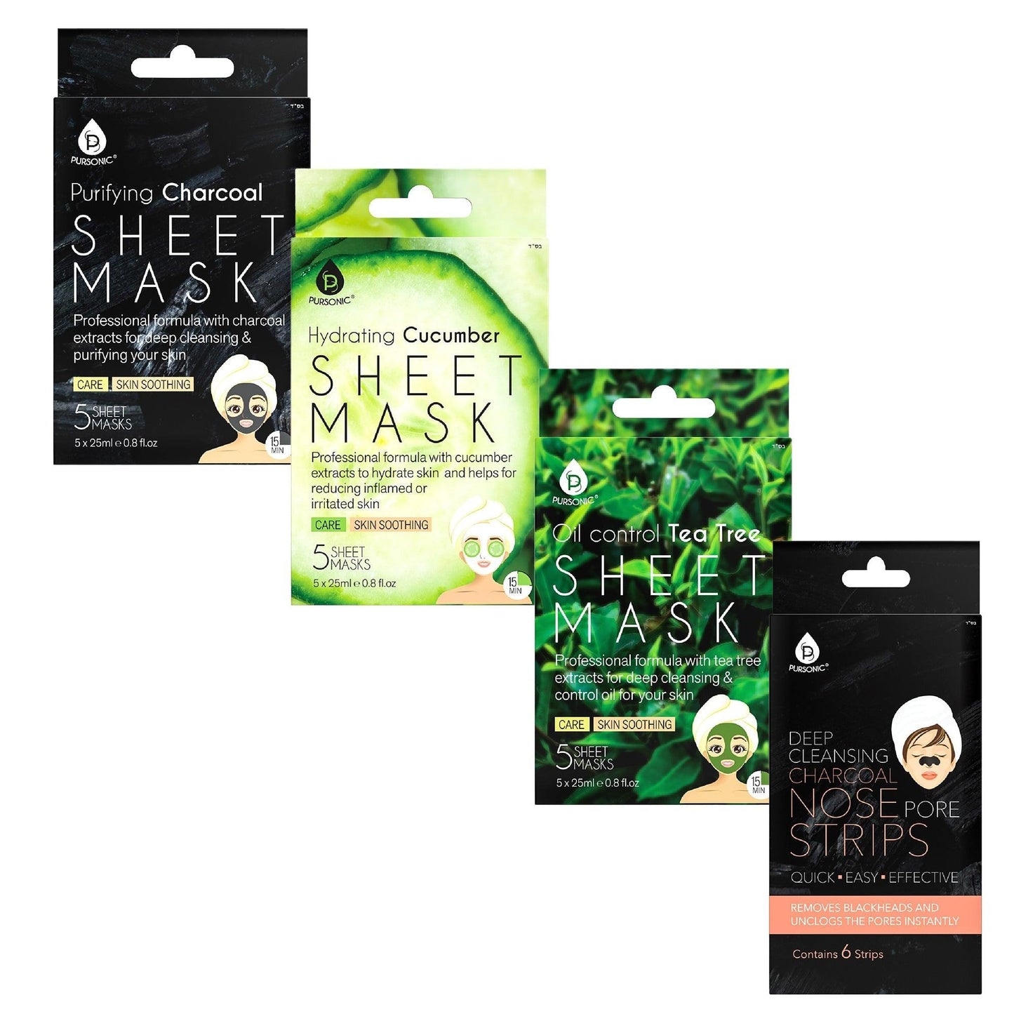 Ultimate Skincare Bundle: Charcoal Sheet Mask + Tea Tree Sheet Mask +