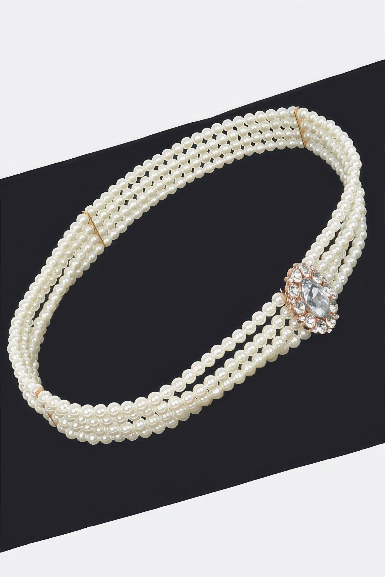 Faux Pearl Stretch Belt - Clothes For Her Online Store