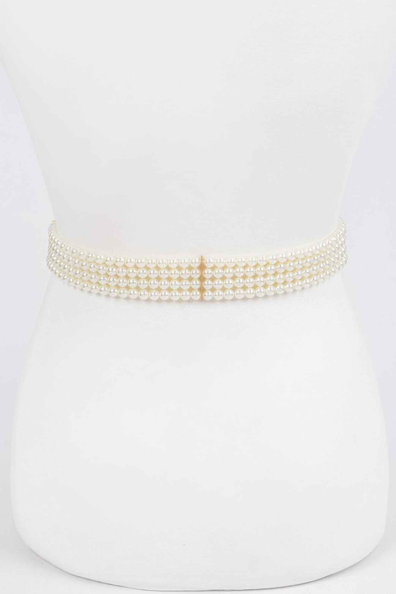Faux Pearl Stretch Belt - Clothes For Her Online Store