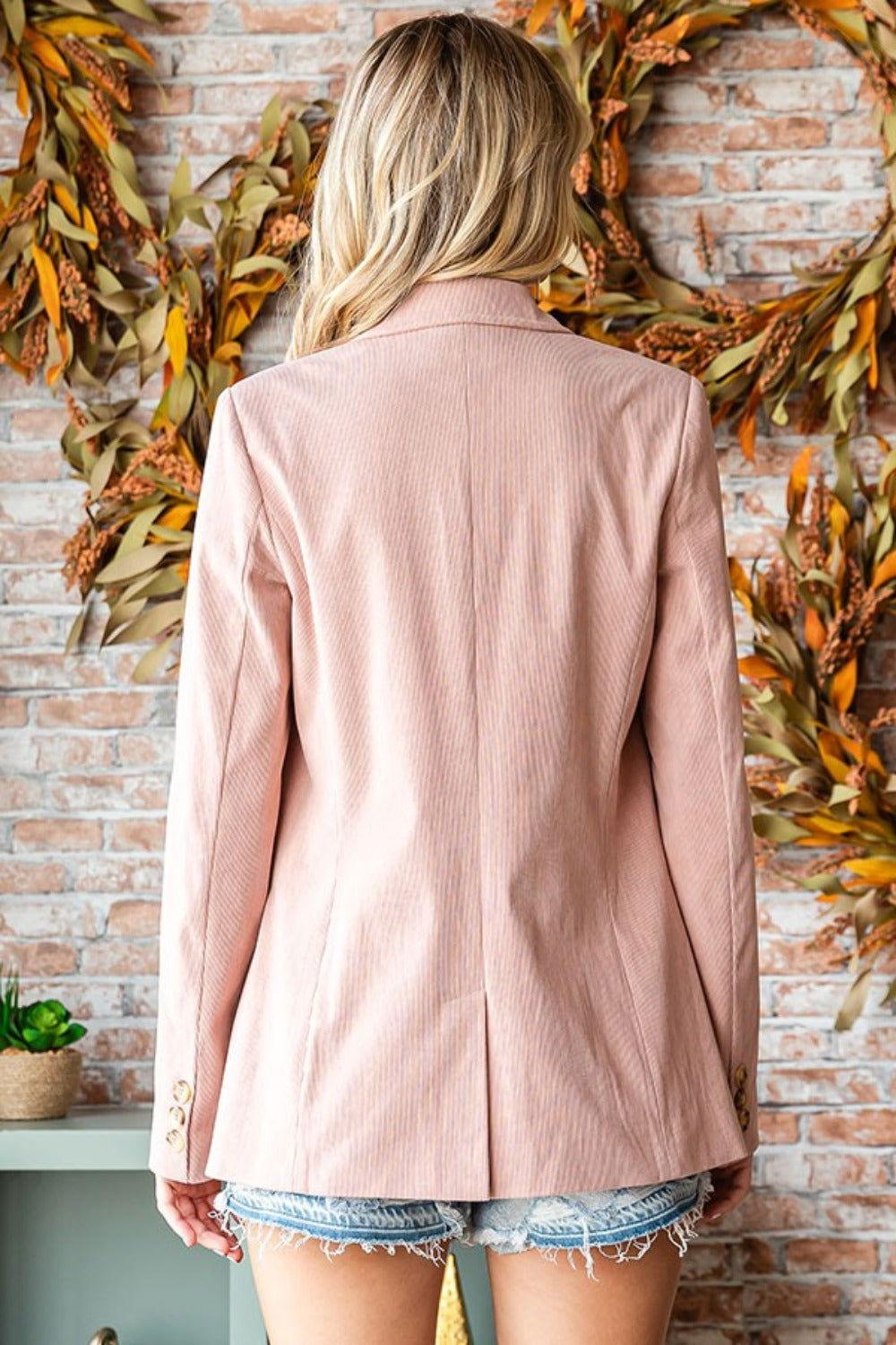 First Love Full Size Single-Breasted Flap Pocket Corduroy Blazer - Clothes For Her Online Store